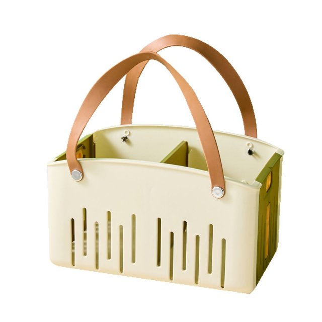 QualitChoice Foldable Basket with Detachable Divider Portable Bag Organization light green