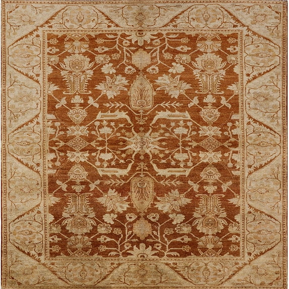 Ahgly Company Indoor Square Mid-Century Modern Mahogany Brown Oriental Area Rugs, 7' Square