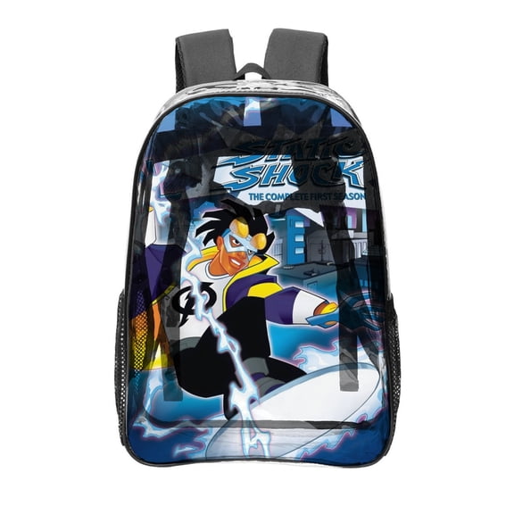 Static Shock-theme Clear Backpack Heavy Duty Transparent Bag See Through Bookbag for Work, Sport, College, Travel12.2“X16.9"(31X43cm)