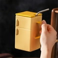 thumbnail image 4 of Funny Fridge Shape Ceramic Coffee Mug with Lid & Straw - Retro Vintage Design for Home, Office & Bedroom - Spill-Proof & Dust-Proof - High Quality Durable Ceramic, 4 of 6