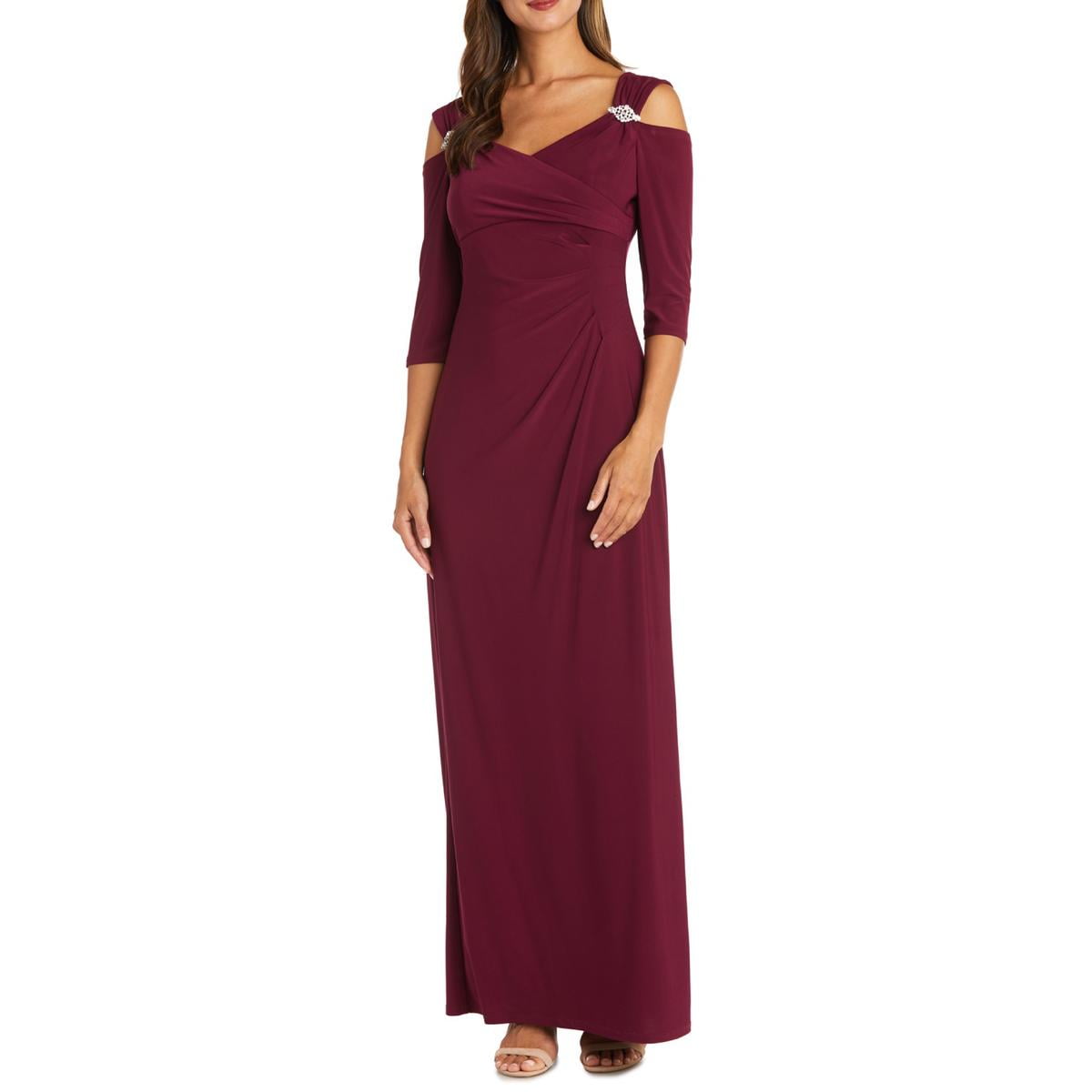 RM Richards Women's V-Neck Gown Off The Gathered Shoulder レディース