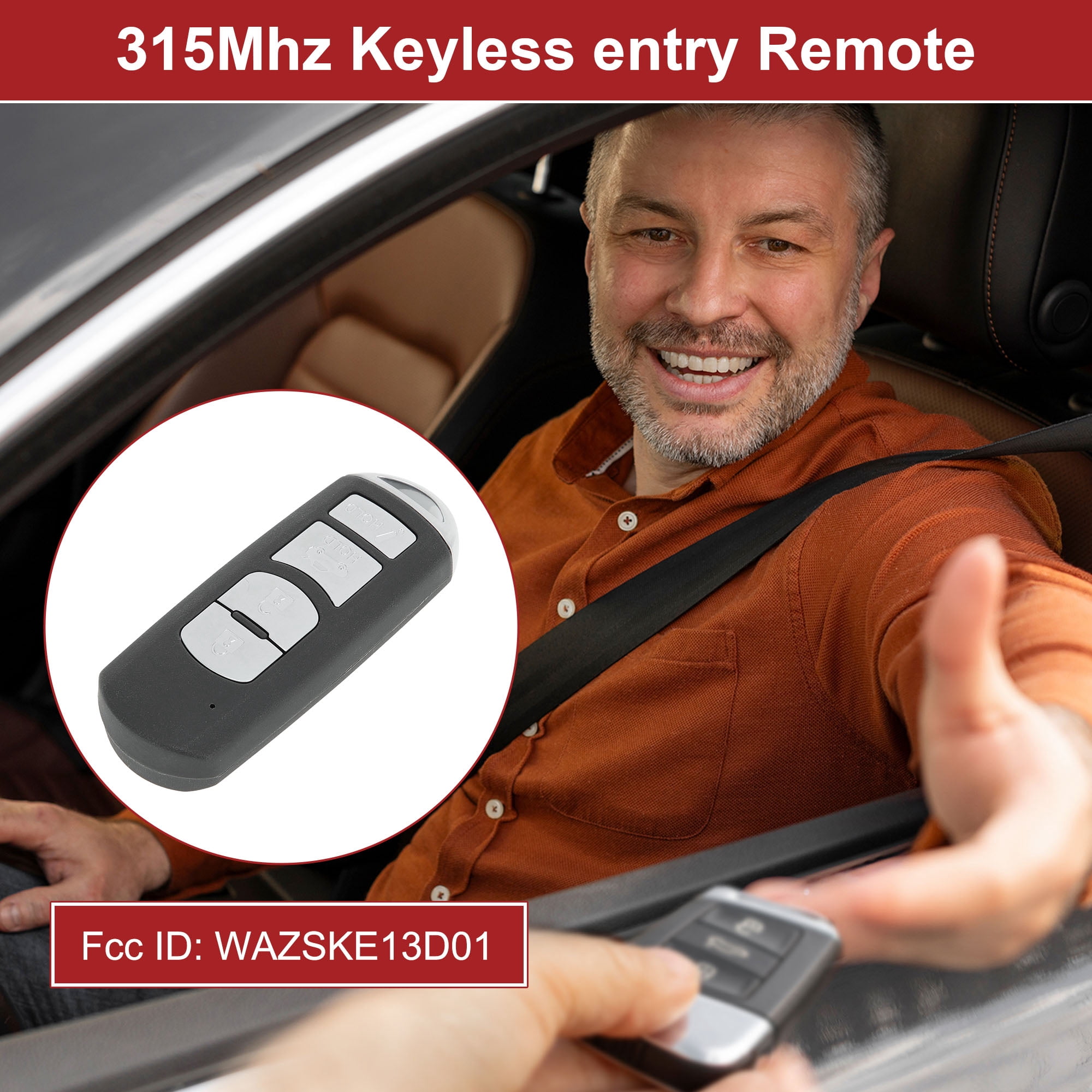 WAZSKE13D01 315MHz Keyless Entry Remote Key Fob for Mazda 3 6 2014-2018 ID49 Replacement Car Key