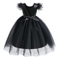 thumbnail image 4 of 5T Little Girls Princess Dress Party Dress Formal Prom Dress 6T Little Girls Fly Fluffy Sleeve Shinning Sequins Mesh Stitching Princess Dress Prom TuTu Dress Black, 4 of 8
