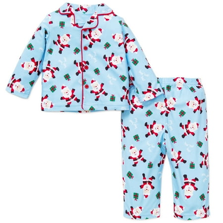 Little GIrl 2pc Little Boys Santa Christmas Holiday Pajamas Blue 12 Months (Best Little Girl Gifts Christmas)