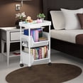 thumbnail image 4 of OULII Book Storage Rack Roller Bookcase White Movable Organizer Cart for Home Use 1 Set, 4 of 8
