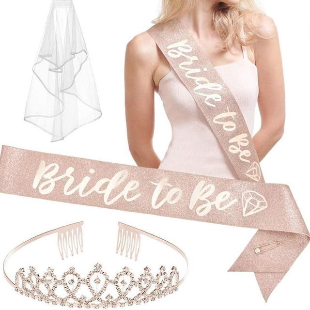 Conjunto De Decoración Nupcial Para Ser Fiesta Para Despedida De Soltera Despedida De Soltera Novia Para Ser Diadema Novia Para Ser Faja Y Velo Accesorios Para Despedida De Soltera Kearding AP006659-02