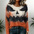 thumbnail image 4 of Halloween Long Sleeve Shirts for Women 2026 Plus Size Funny Cute Vintage Teacher Shirts Casual Holiday Tops Clothes Saffron 3XL, 4 of 6