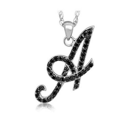 JEWELEXCESS 1/20 Carat Black Diamond Initial Letter Pendant Necklace for Women |...
