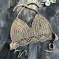 thumbnail image 4 of ENJOYW Women Crop Top Solid Color Crocheted Sexy Simple Backless Bikini Top for SwimmingNylon, 4 of 7