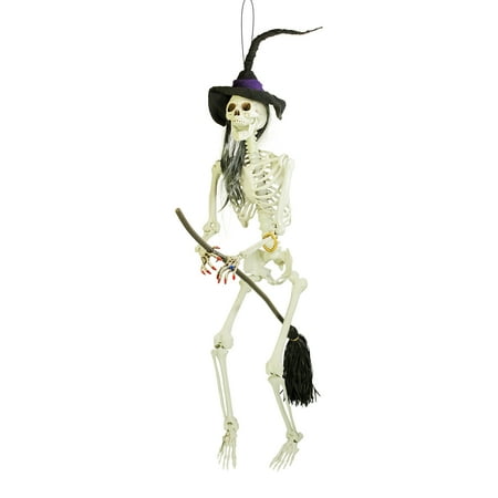 Halloween 70 inch Hanging  Evil Wicked Skeleton Witch Broomstick Prop Decoration