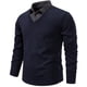 thumbnail image 1 of Blusa y camisa de manga larga con cuello vuelto para hombre, camisa de punto con bloques de color, blusa ajustada de manga larga con cuello vuelto y medio botón, blusa de poliéster para hombre, 1 of 9