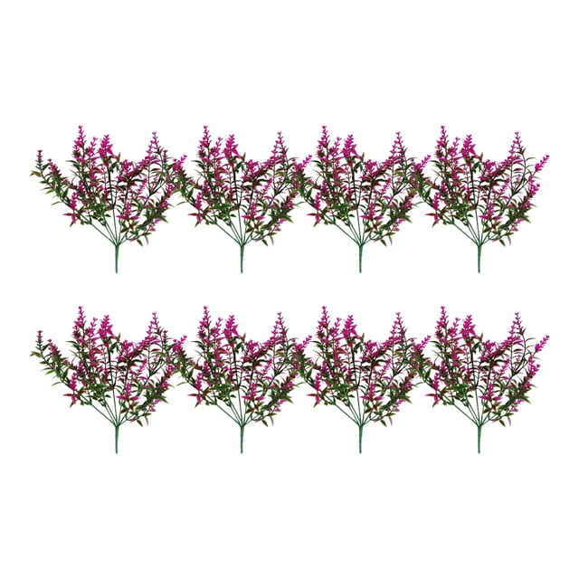 Bewildely 8X Flores artificiales Plantas falsas Ramo de imitación de plástico simulado Interior Exterior Decorativo para la ventana de la Decoración Rojo púrpura