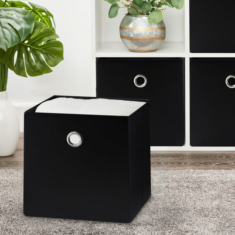 Mainstays Collapsible Fabric Cube Storage Bin, Rich Black