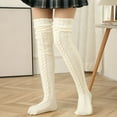 thumbnail image 2 of Women's Cable Knit Thigh High Boot Socks Extra Long Winter Stockings Leg Warmers, 2 of 8