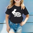 thumbnail image 2 of Chemises Filles Mode Décontractée Imprimé Col Rond Manches Courtes T-Shirt Hauts Filles Noir 3 Ans-4 Ans, 2 of 4