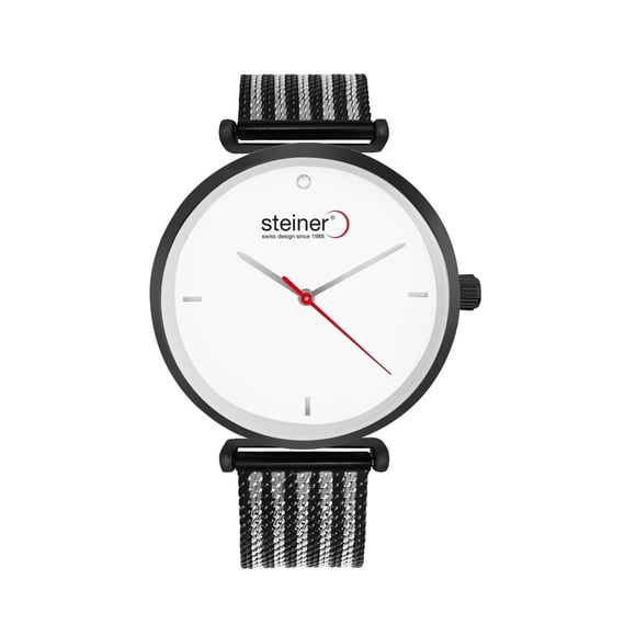 Reloj Para Mujer Steiner Minimalista 40 mm Correa de Malla Duo-Tono Plateado