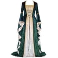 thumbnail image 2 of Disfraz de princesa medieval de corte retro para mujer, vestido largo elegante de bruja con cuello cuadrado, para Halloween, talla grande 5XL, 2 of 5
