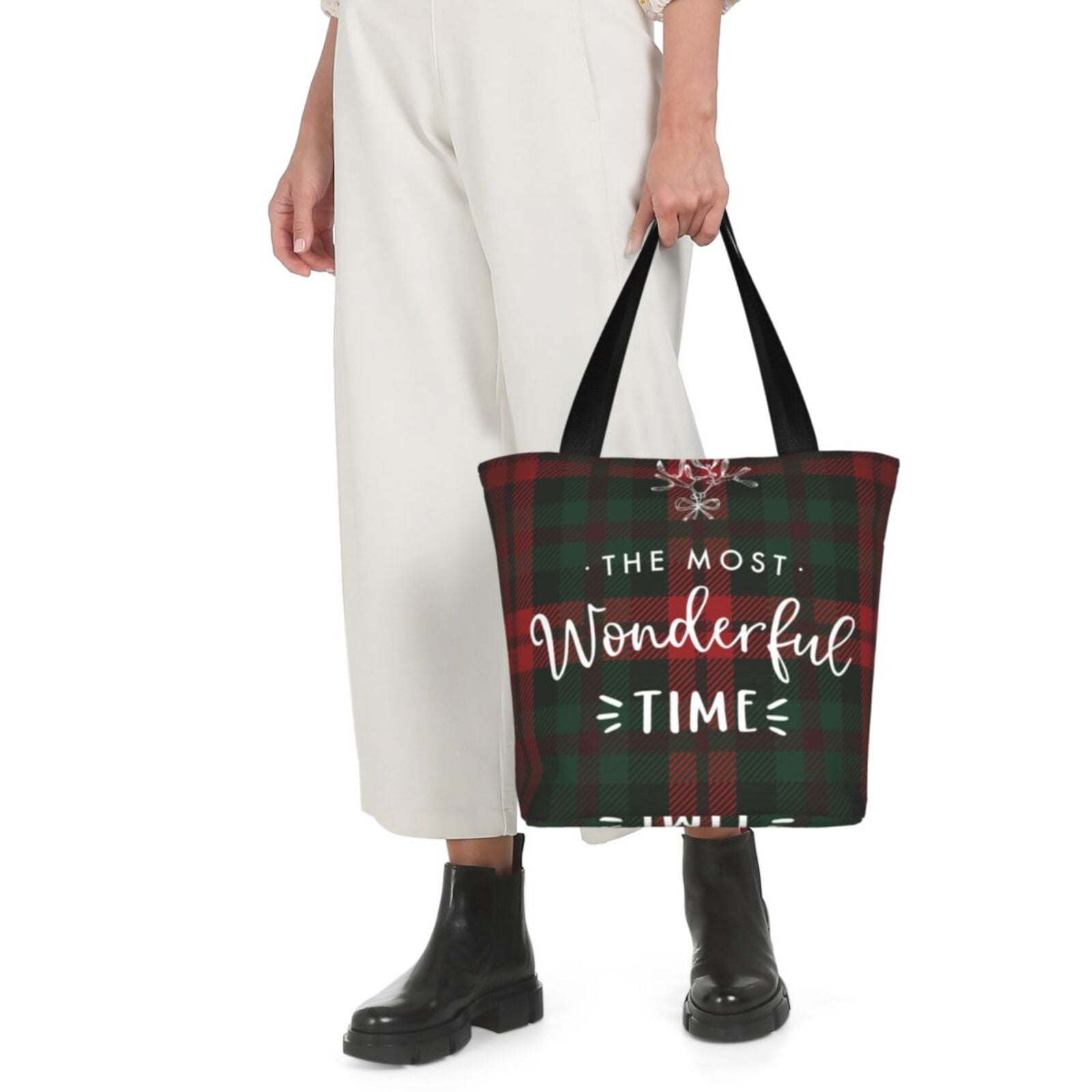 Ratiio Wonderful Time Christmas Print Shoulder Bag for Women, Polyester Crossbody Purse Lightweight Handbag for Daily Travel and Casual Use