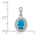 thumbnail image 3 of 925 Sterling Silver Rhod-plated Blue and White CZ Oval Pendant; for Adults and Teens; for Women and Men, 3 of 4