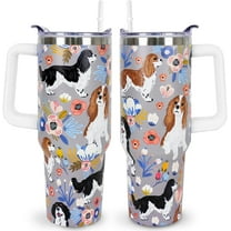 Cavalier King Charles Spaniel Tumbler 40oz for Women - Insulated Stainless Steel Travel Mug with Straw, Cute Dog Themed Coffee Cup Gift