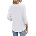 thumbnail image 6 of WIHOLL 3/4 Length Sleeve V Neck Blouses for Women Dressy Casual Spring Summer Tops Business Casual Resort Wear, 6 of 11