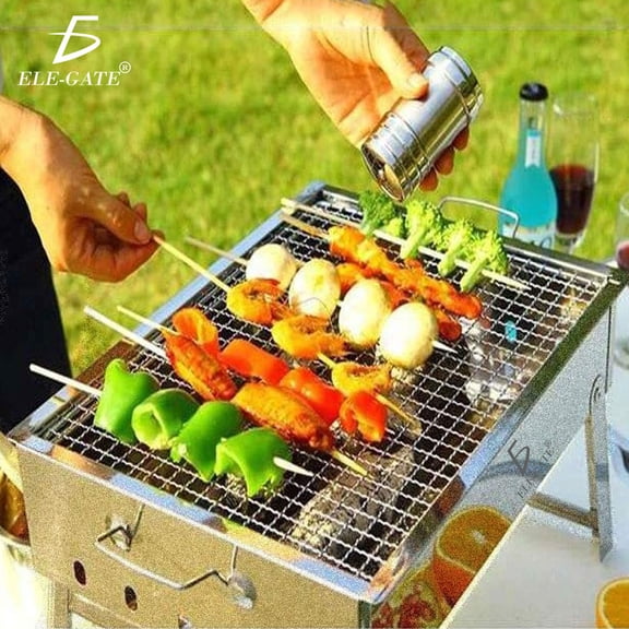 Mini Parrilla De Carbón Portátil Plegable Acero Inoxidable