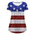 thumbnail image 5 of Ecqkame American Flag Shirt Tops Womens 4th of July T-Shirts Women's Independence Day Patriotic V-neck Button-down Meat Covered Short Sleeve Tops White S, 5 of 5