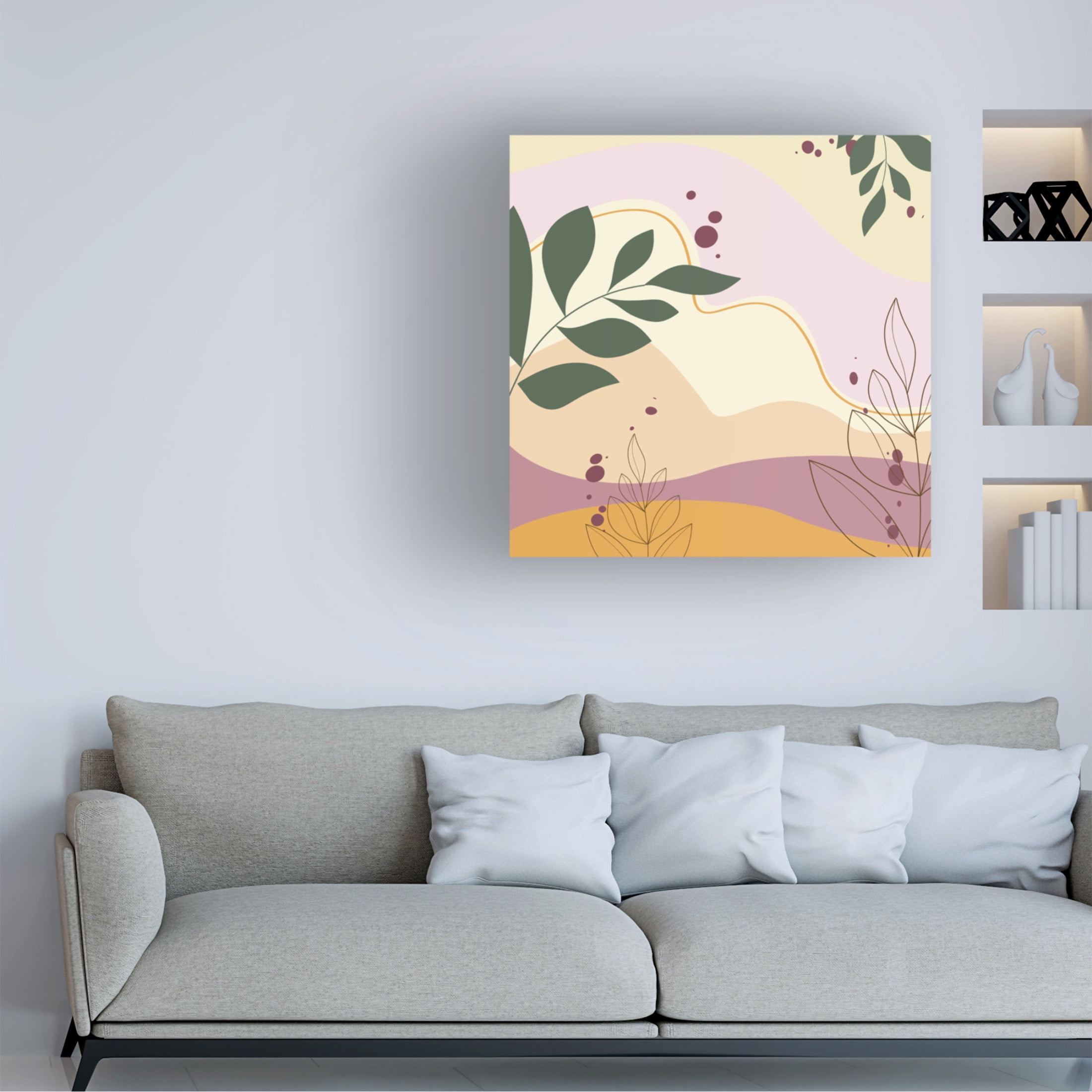 Canvas Wall Art - Jean Plout 'Abstract Botanical Garden C' Wall Art for Living Room, Bedroom, or Office Décor by Trademark Fine Art - 24 x 24 Inches