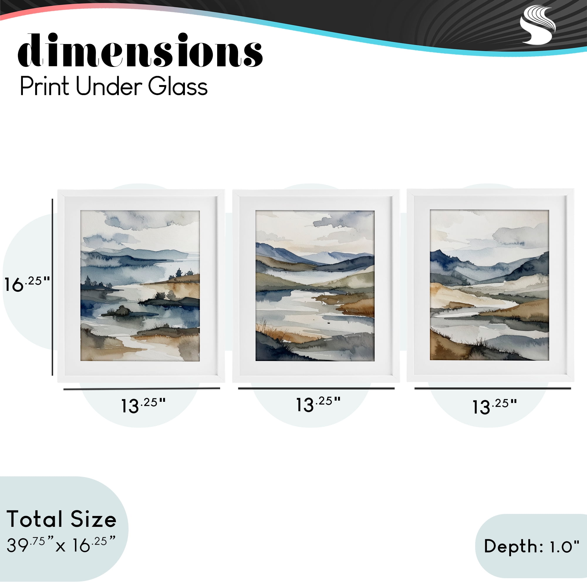 Stupell Industries Continuous Flow Of Water 3 Piece White Framed Print Under Glass Set, design by Alonza Saunders