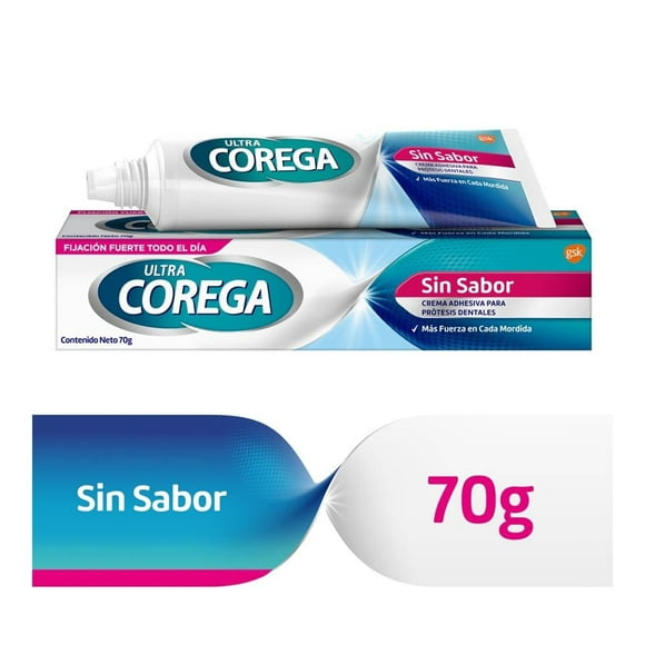 Crema adhesiva Corega Ultra para prótesis dentales sin sabor 70 g