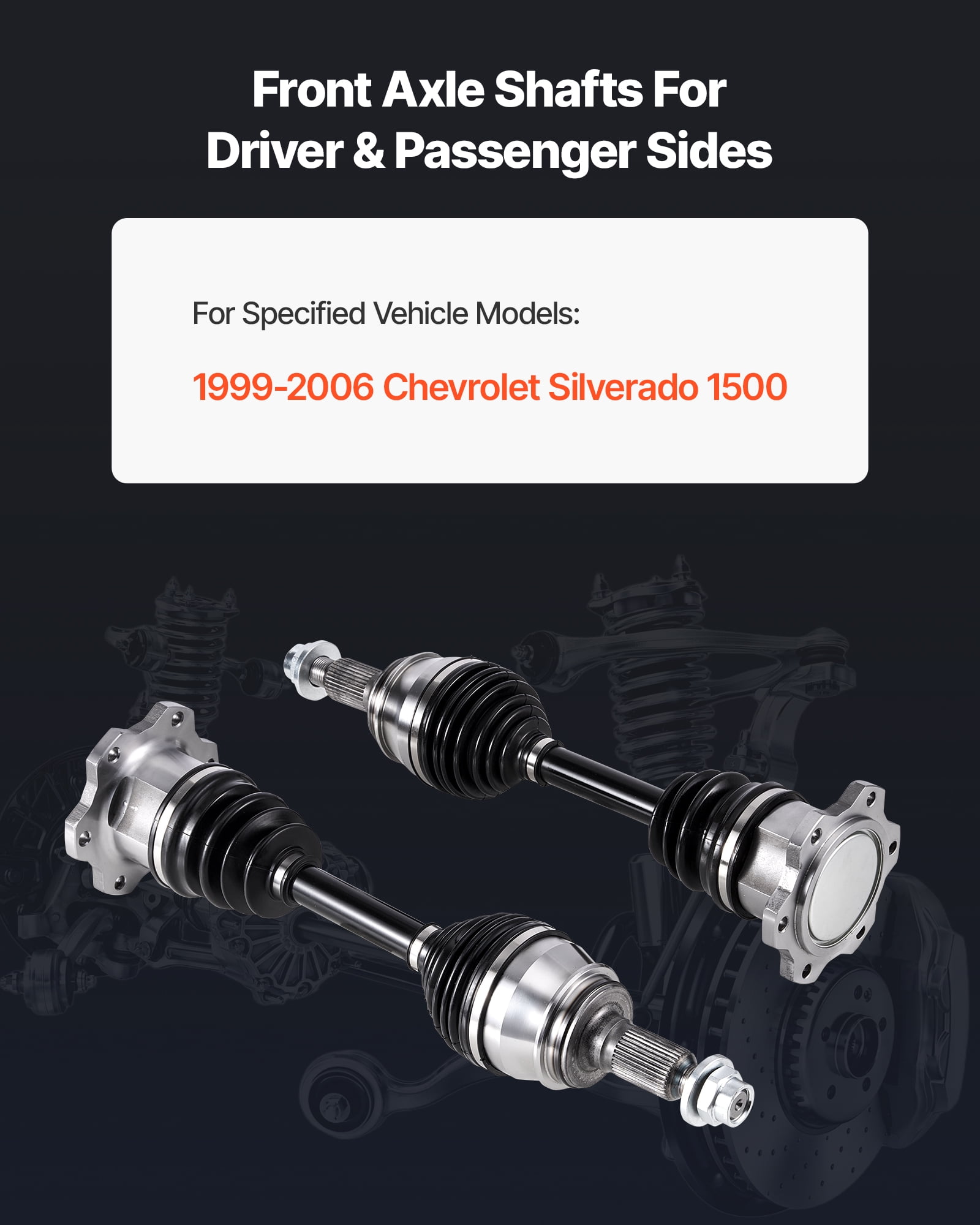 VEVOR CV Axle Shaft Assembly, 2 Pieces Front Left & Right (Driver and Passenger Side), Automotive Replacement Axles Pair Compatible with 1999-2006 Chevrolet Silverado 1500,Alloy Steel & Carbon Steel