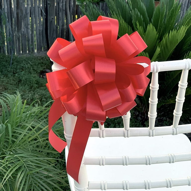 Red Christmas Gift Pull Bows - 5 Wide, Set of 10, Valentine's Day,  President's Day, Gift Bows, Wreath, Gift Basket, Presents, Birthday,  Memorial Day
