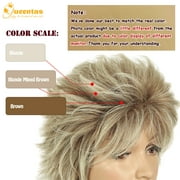QUEENTAS Blonde Wigs for Women Layered Short Blonde Wig with Highlight Synthetic Pixie Cut Wigs with Bangs Glueless Wig Blonde Mixed Brown