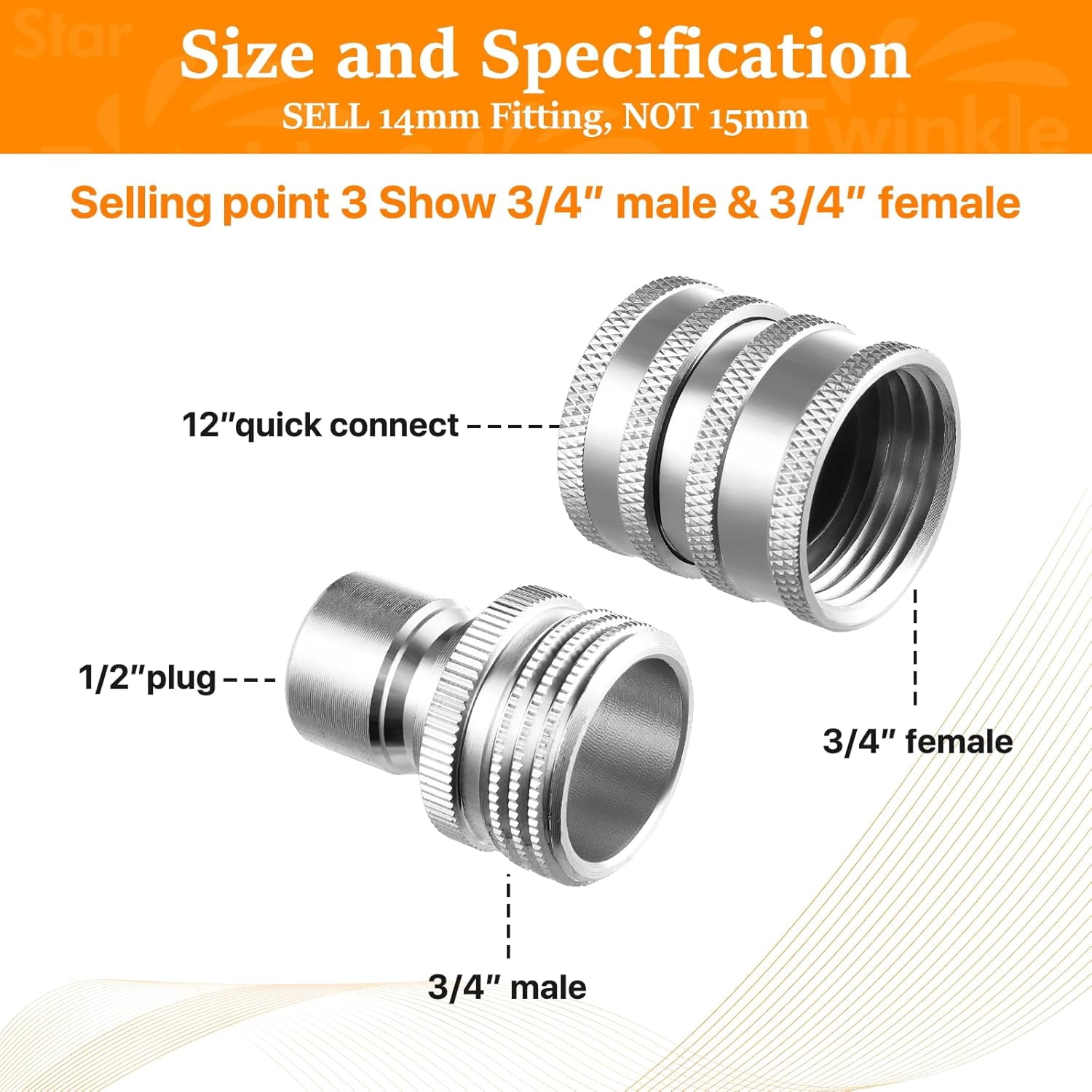 Pressure Washer Adapter Set, Stainless Steel Quick Disconnect Kit, M22 14 mm Quick Connect Swivel to 3/8'' Quick Connect Fittings, 3/4" to Quick Release 9 Sets