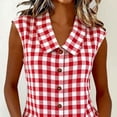 thumbnail image 6 of Yievot Womens Plaid Button Down Shirts Collared Sleeveless Shirts Relaxed Fit Casual Summer Tops, 6 of 8