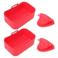 thumbnail image 2 of Cesta para hornear antiadherente para procesador de alimentos de 8 cuartos de galón, revestimientos de silicona rectangulares rojos para freidora, 2 of 8