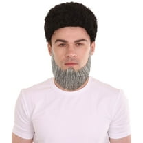 HPO Adult Men's Alaskan Whaler Hair Beard | Synthetic Facial Hair | Grey Color