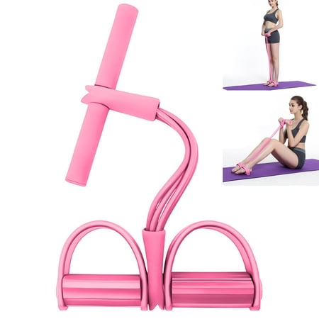4 Tube Elastic Yoga Pedal Stretching Belt Latex Tension Rope Fitness Equipment for Abdominal/Waist/Calf/Thigh Stretching Training