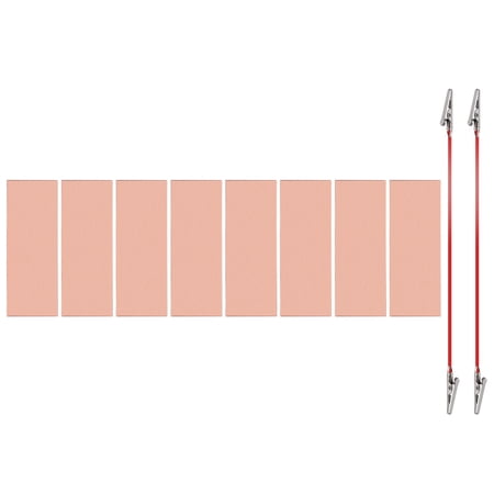 Uxcell 25x150mm Copper Anode Sheet, 8 Pack Pure Copper Strip (99.995% Pure) 1mm Thick Plate Electrode Set with Alligator Clips Cables for Electroplating Plating Experiment