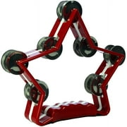 Directly Cheap Ergonomic-Grip Star-Shape Tambourine, 28 Jingles, Red