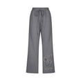 thumbnail image 4 of QATAINLAV Crop Pants for Women Loose Fit Wide Leg Linen Capris Summer Casual Drawstring Beach Pants Fashion Dandelion Print Cropped Trousers with Pockets Deals Today Prime Dark Gray S, 4 of 6