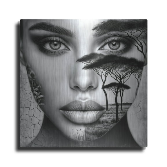 Luxe Metal Art 'Thinking Of Africa 2' by Rey Klimt Metal Wall Art, 12" x 12"