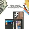 thumbnail image 4 of Allytech Wooden Case for Samsung Galaxy S22 Ultra/ Galaxy S22 Ultra 5G 2022(6.8"), Detachable Magnetic Back Wallet Card Slots Shockproof Protective Folio Stand Case for Samsung S22 Ultra 2022, Walnut, 4 of 8