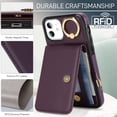 thumbnail image 4 of Allytechgroup iPhone 11 Wallet Case, Ring Holder Stand Cards Slots Shockproof Retro Flip Back Cover Phone Case for Apple iPhone 11, Purple, 4 of 6