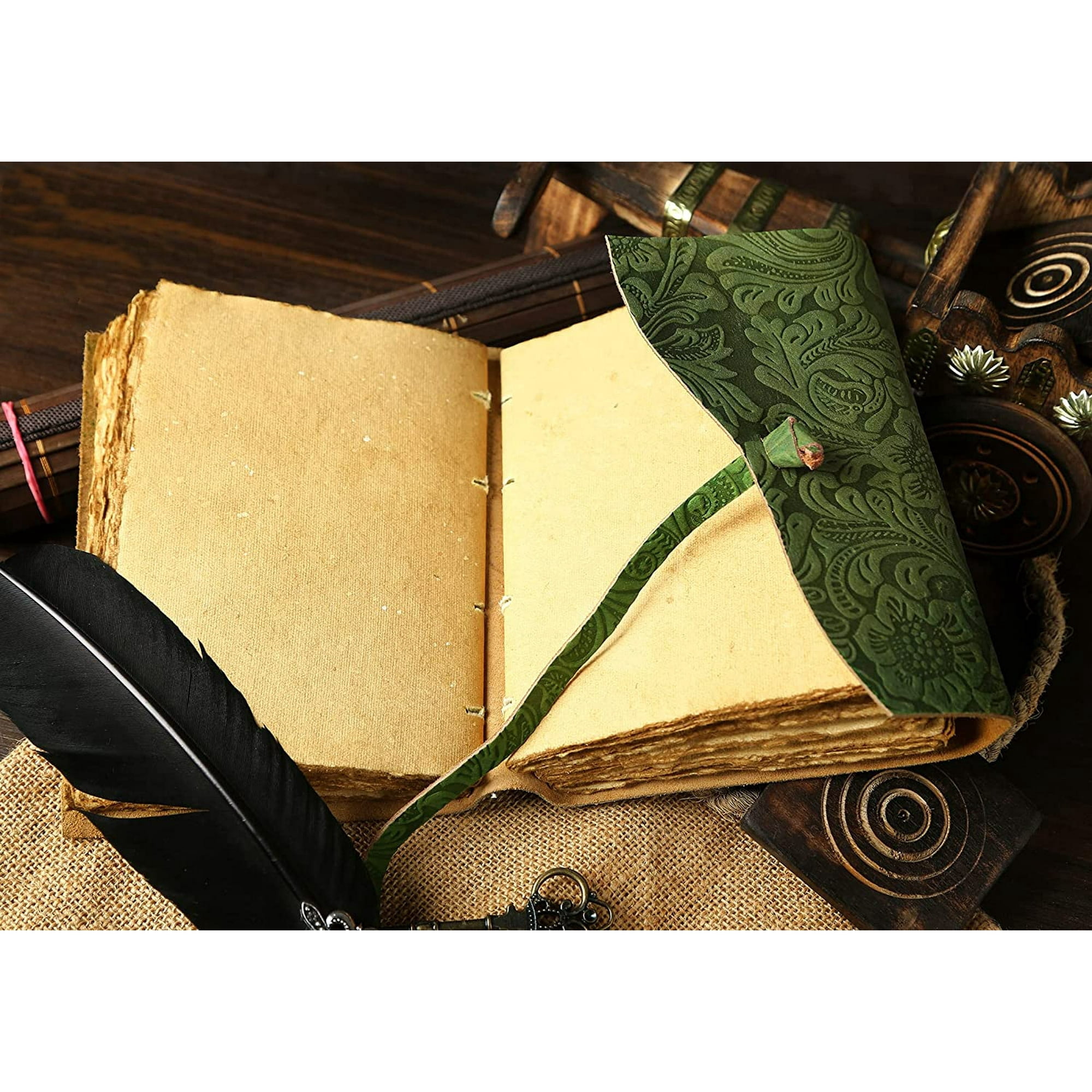 Seather Leather Journal - Antique Handmade Deckle Edge Vintage Paper Leather Bound Journal - Book of Shadows Journal - Leather Sketchbook - Drawing Journal - Grea 5 x 7 in, 200 Pages, 1 Count, 1 Pack