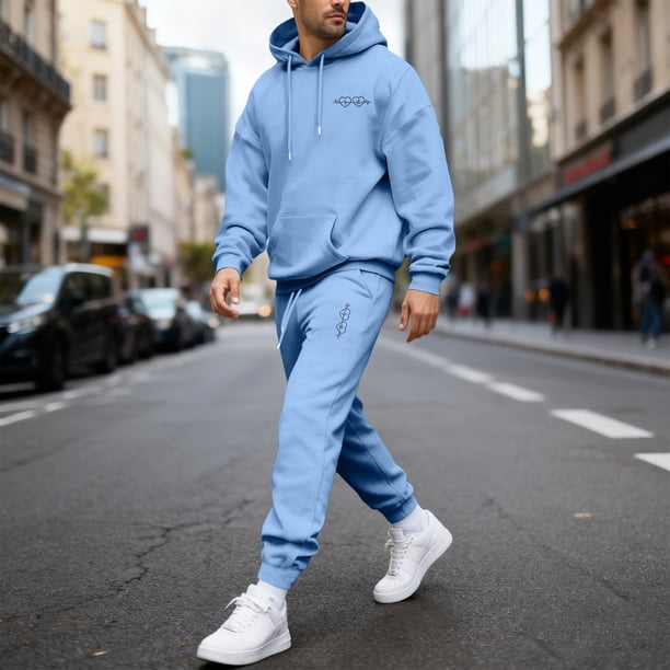 Ceisia Men's Loose Fit Hooded Sweatshirt & Jogger Pants Set | Casual Warm Two-Piece Tracksuit Gifts