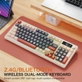thumbnail image 2 of ZIYOULANG M96 Dual Mode Wireless Gaming Keyboard with 2.4G & BT5.0, 90% Membrane Semi-mechanical Keyboard with Smart Display & Knob-Coffee, 2 of 8