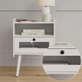 thumbnail image 4 of Masupu Night Stand, Modern Side Table Nightstand Bedside Table with Storage Drawer and Open Wood Shelf,Small End Side Table with Front Clear Drawer for Bedroom,Living Room,White Without Outlet, 4 of 8