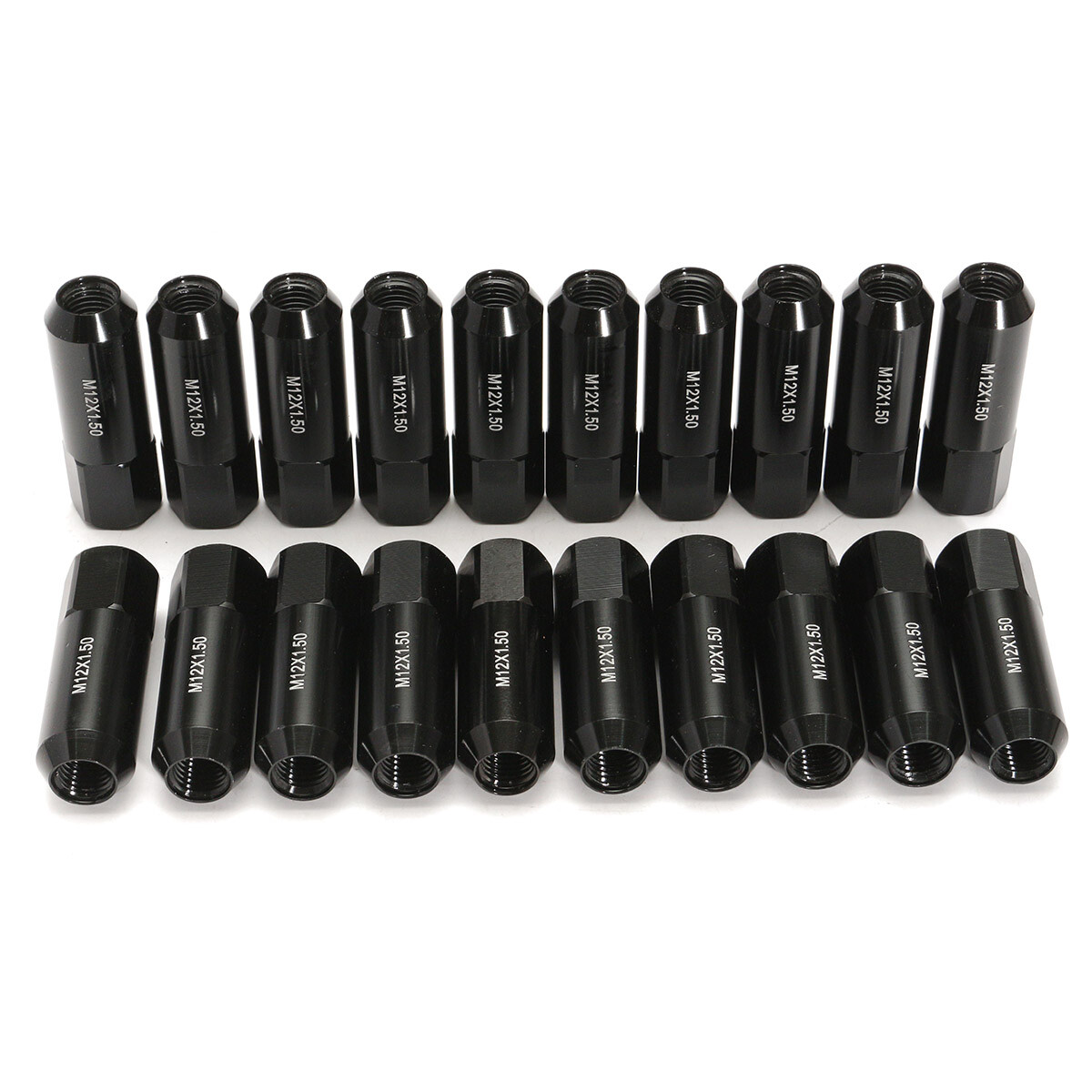 20PCS Aluminum Racing Wheel Lug Nuts Black Long M12 x 1.5 For Honda Ford Toyota
