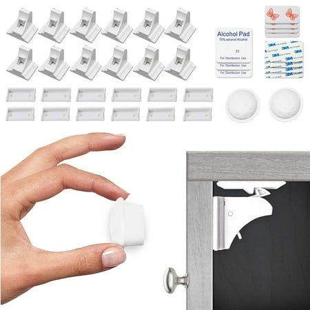 Eco Brands USA, Eco-Baby Child Safety Magnetic Cabinet and Drawer Locks for Proofing Kitchen, Child Latches (12 Locks & 2 Keys)